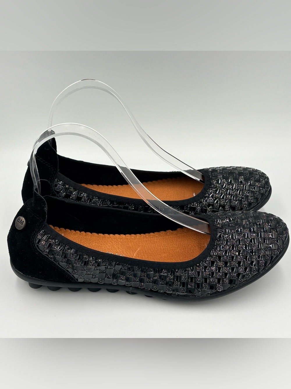 Bernie Mev Black Woven Shimmer Sparkle Balletcore Slip On Flats Size 9 - Picture 3 of 14